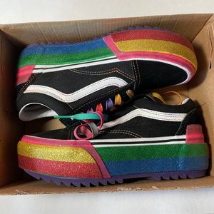Vans Old Skool Glitter rainbow platform